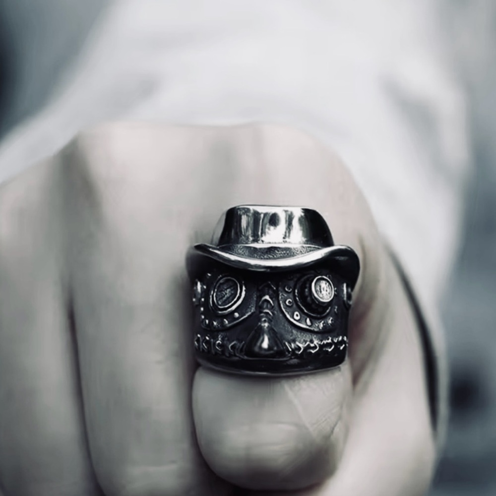 “Medico Della Peste” Plague Doctor Bird Beak Masquerade Steampunk Gas Mask Ring - Picture 6 of 7